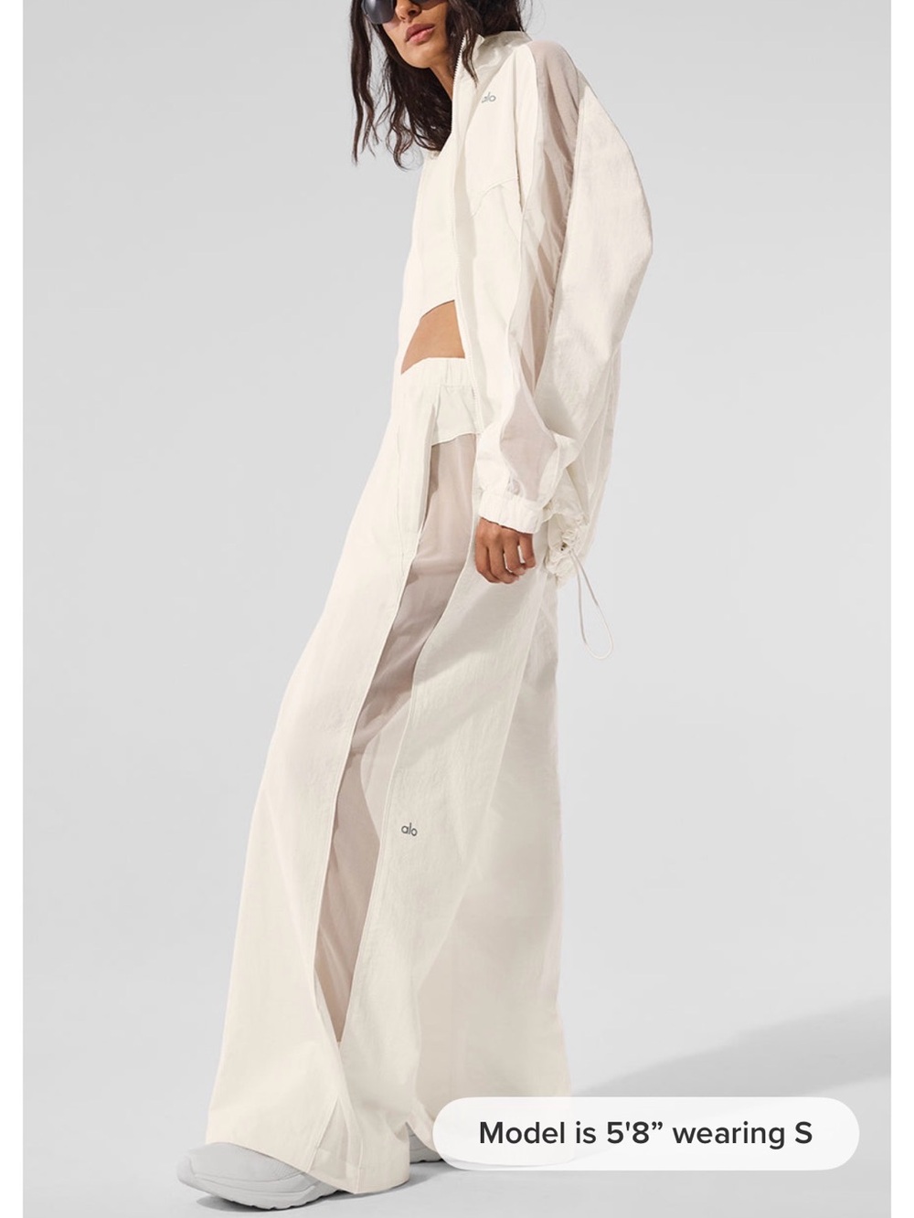 ALO High-Waist Origin Wide Leg Track Pant -Ivory XS fits oversized